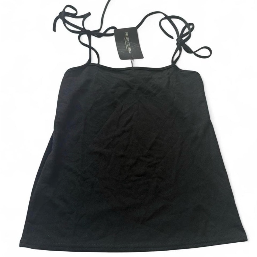 NWT PrettyLittleThing Black Tie Strap Tank Top | Size: US 4